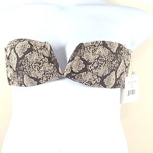 NEW Andie Bikini Medium Swim Vacation The Scala Top Black Creme Strapless